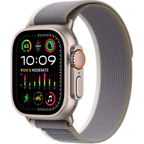 Apple Watch Ultra 2 Titanium Case with Green/Gray Trail Loop M/L (MRF43) MRF43 фото