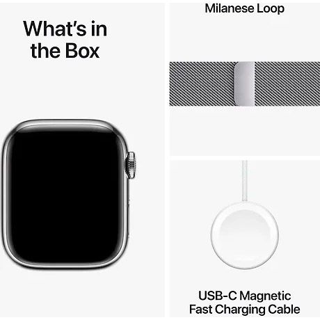 Apple Watch Series 9 41mm GPS + LTE Silver Stainless Steel with Silver Milanese Loop (MRJ43) MRJ43 фото