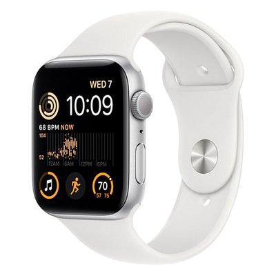 Apple Watch SE 2 44mm Silver Aluminum Case with White Sport Band (MNK23) MNK23 фото