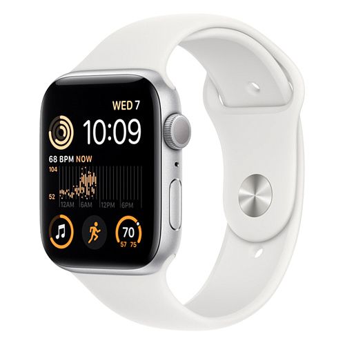 Apple Watch SE 2 44mm Silver Aluminum Case with White Sport Band (MNK23) MNK23 фото