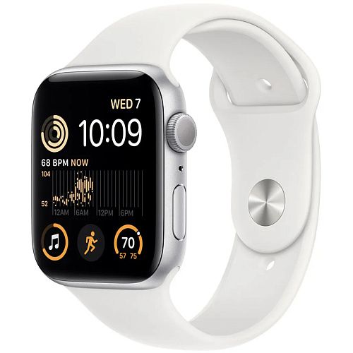 Apple Watch SE 2 44mm Silver Aluminum Case with White Sport Band M/L (MNTJ3) MNTJ3 фото