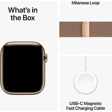 Apple Watch Series 9 45mm GPS + LTE Gold Stainless Steel with Gold Milanese Loop (MRMU3) MRMU3 фото