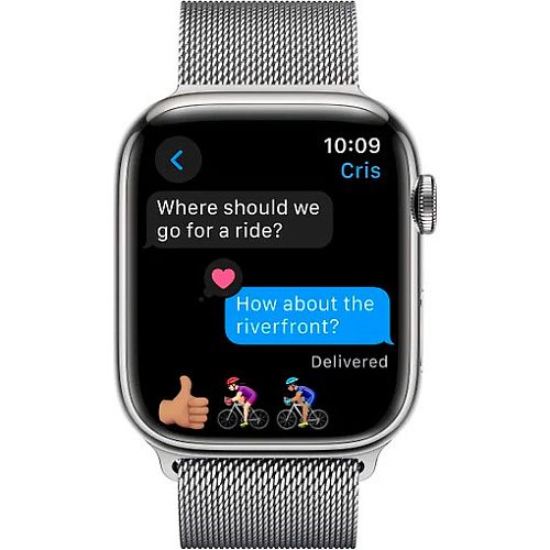 Apple Watch Series 9 45mm GPS + LTE Silver Stainless Steel with Silver Milanese Loop (MRMQ3) MRMQ3 фото