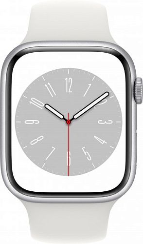 Apple Watch Series 8 45mm Silver Aluminum Case with White Sport Band M/L (MP6N3UL/A) MP6N3UL/A фото