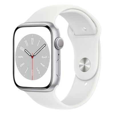 Apple Watch Series 8 45mm Silver Aluminum Case with White Sport Band M/L (MP6N3UL/A) MP6N3UL/A фото