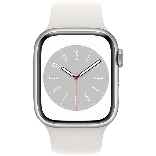 Apple Watch Series 8 45mm Silver Aluminum Case with White Sport Band M/L (MP6Q3) MP6Q3 фото